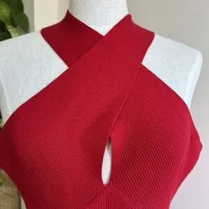 Banana Republic | Dresses | Nwt Banana Republic Xl Tall Volta Halter  Sweater Dress Red Bodycon Pencil Event | Poshmark